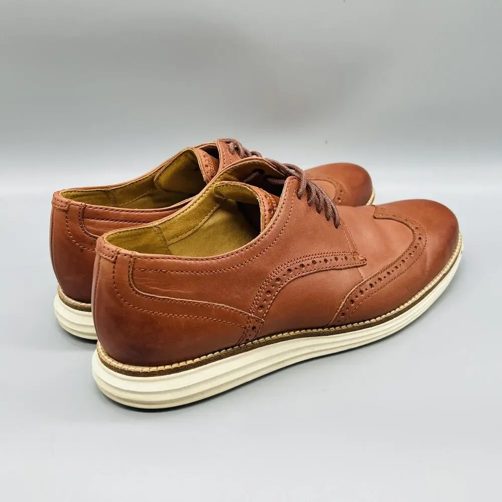 Cole Haan Shoes Mens 10 Brown Leather Grand OS Wingtip Oxford Dress Comfort